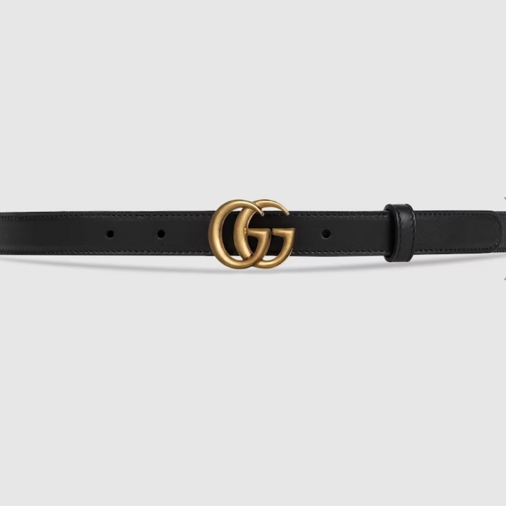 GUCCI LEATHER BELT WITH DOUBLE G BUCKLE